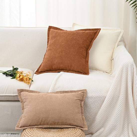 Nordic ins simple corduroy sofa living room cushions, cream-colored cushions for model room bedside pillow covers