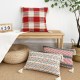 INS solid color saffron colored cotton and rowan flower throw pillowcases, handmade. Office sofa and chair lumbar pillows