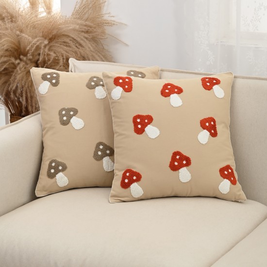 Nordic ins embroidered mushroom fabric pillows and cushions Living room sofa model room headrest and backrest pillowcases