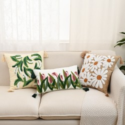 Nordic Instagram Chenille Leather Label Solid Color Pillowcase, B&B Hotel Cushion Cover, Living Room Sofa Bed and Bed Cushion