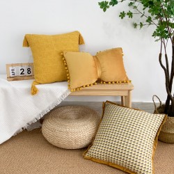Modern minimalist Nordic leather pillow covers. Wholesale colorful cotton patchwork woven cushion covers