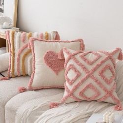 Nordic French luxury lace cushions. INDS cotton and linen floral sofa cushion covers with classic and elegant 3D embroidery.