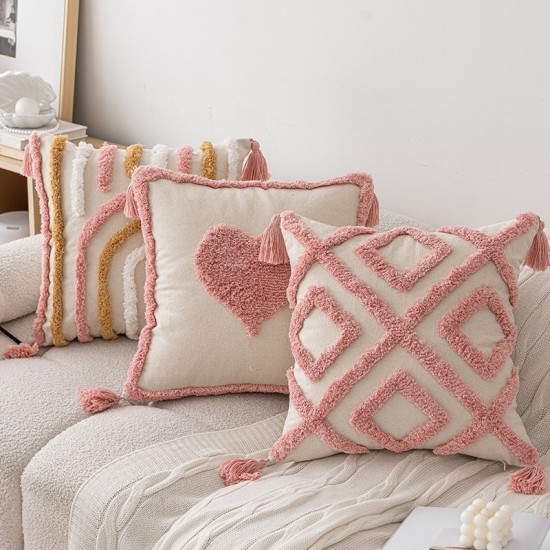 Nordic French luxury lace cushions. INDS cotton and linen floral sofa cushion covers with classic and elegant 3D embroidery.