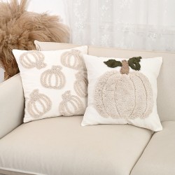 Cross-border Nordic ins loop pile tufted 3D pumpkin embroidered pillowcase, Halloween home sofa decoration pillowcase