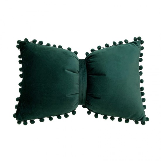 Ins solid velvet pompom bow pillow, sweet girlish pillow cover, dual-use sofa cushion