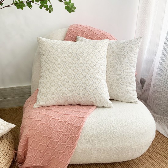 French light luxury lace large flower pillow, ins cotton and linen floral sofa cushion cover, classic and elegant 3D embroidery