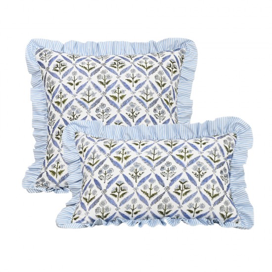 Cross-border Nordic ins printed ruffle skirt pillowcase Retro pastoral pillow covers for living room sofas