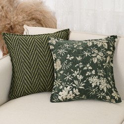 Cross-border Nordic ins green chenille jacquard pillows, retro pastoral cushions for living room sofas