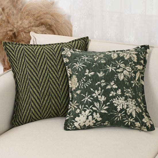 Cross-border Nordic ins green chenille jacquard pillows, retro pastoral cushions for living room sofas