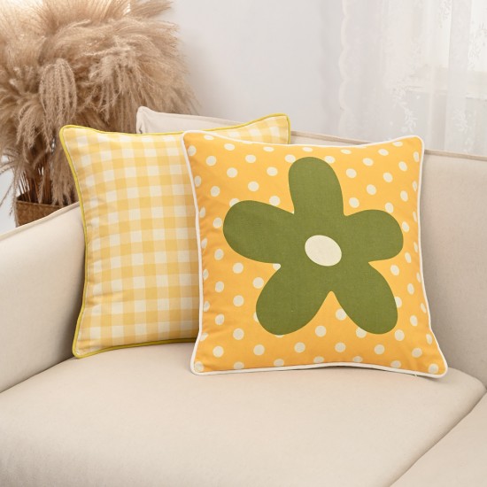 Nordic ins fresh polka dot plaid floral pillow with core, living room sofa, cotton and linen cushion, model room cushions.