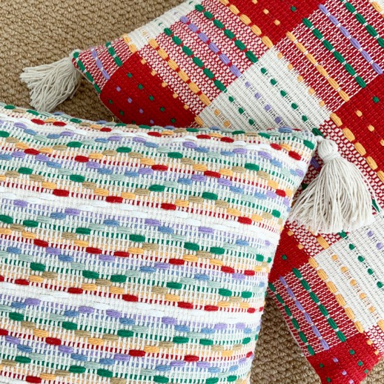 INS solid color saffron colored cotton and rowan flower throw pillowcases, handmade. Office sofa and chair lumbar pillows