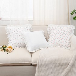 Cross-border Nordic INSIZE chain-embroidered jacquard throw pillow covers, floral and bird twill cushion covers, living room sofa fabrics