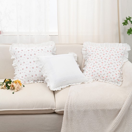 Cross-border Nordic INSIZE chain-embroidered jacquard throw pillow covers, floral and bird twill cushion covers, living room sofa fabrics