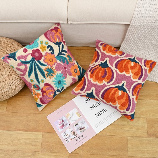 Cross-border British and Nordic INS style two-tone plaid boucle pillow for living room sofa and office lumbar support pillow covers